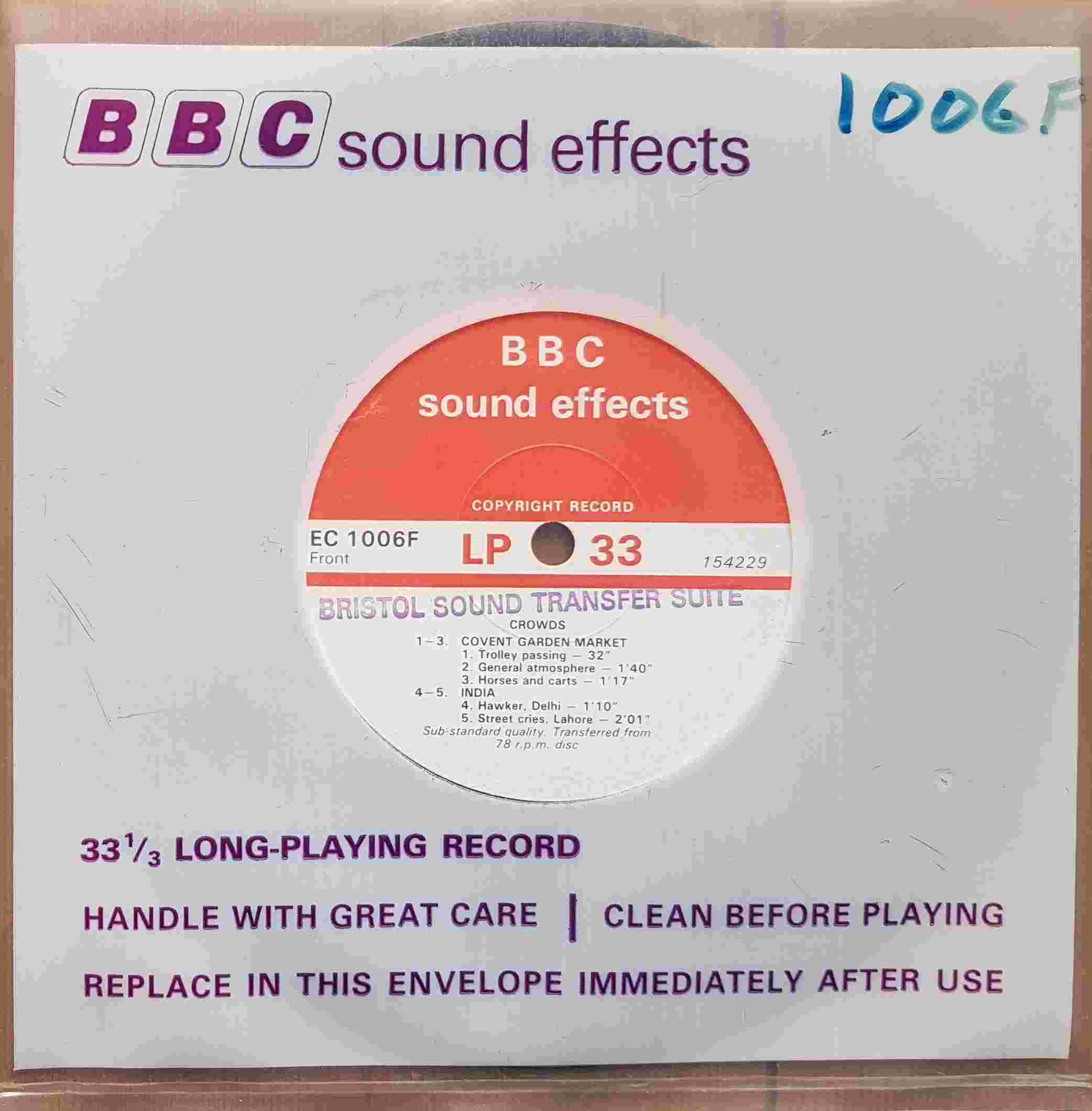 Picture of EC 1006F Crowds / Foreign atmospheres by artist Not registered from the BBC records and Tapes library